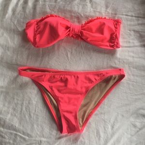 Pink bandeau bikini